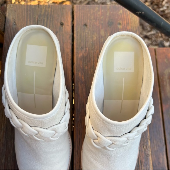 DOLCE VITA SERLA IVORY NUBUCK BRAIDED HEELED MULES SIZE 9.5 - Picture 5 of 15